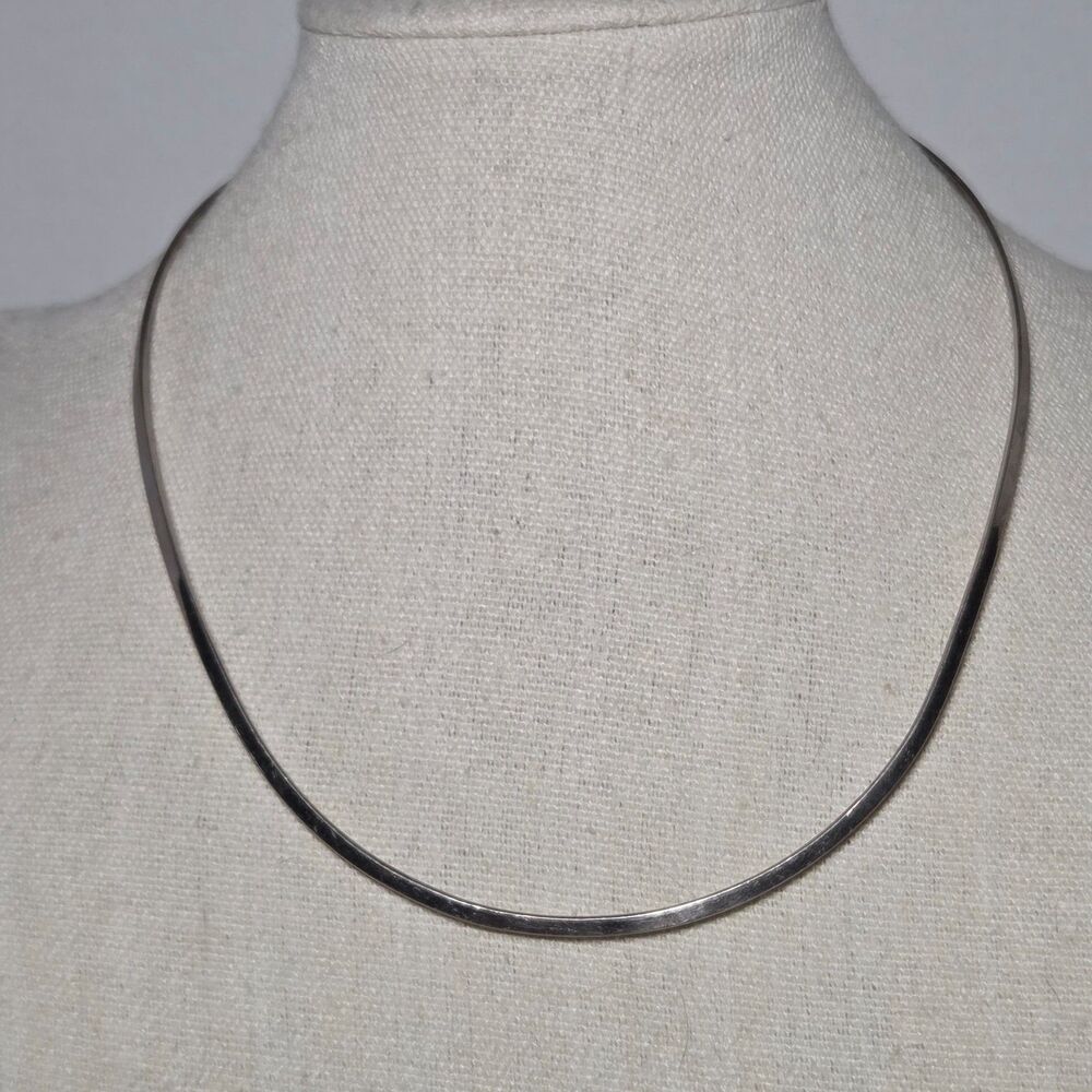 Vtg 925 Sterling Silver Collar Necklace Rigid Choker Neck Ring Minimalist 15g